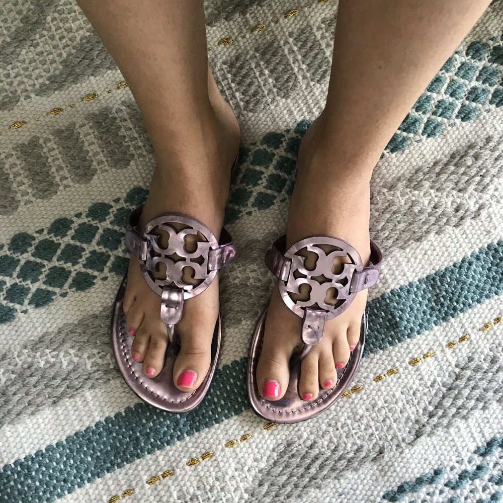 Tory Burch Miller Sandals Rose Gold Shoes - Picture 2 of 6